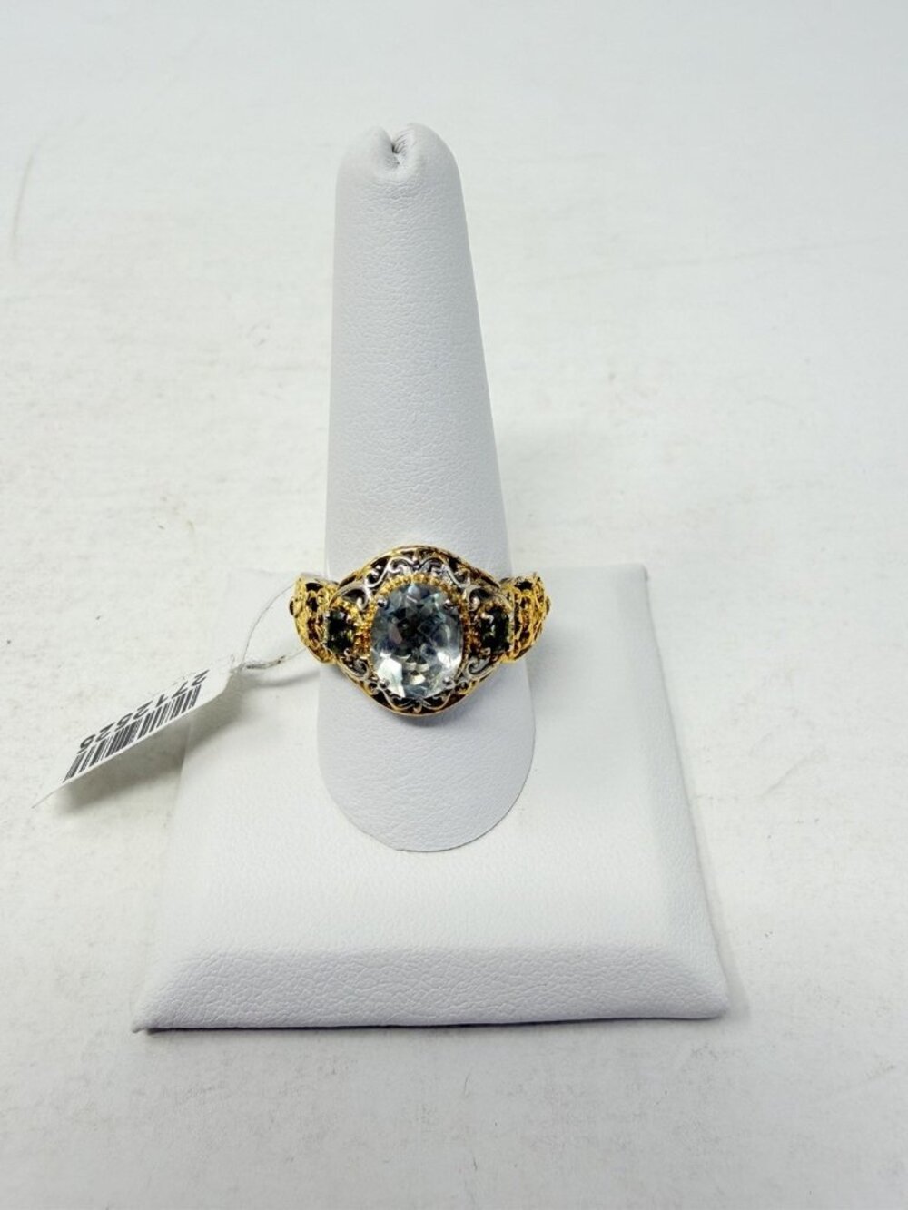 Shop LC KARIS Green Amethyst/Simulated Green Diamond Size 10‎ Ring in Brass 5001